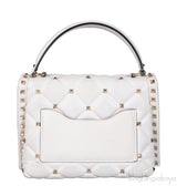 White Candystud Printed Top Handle Bag