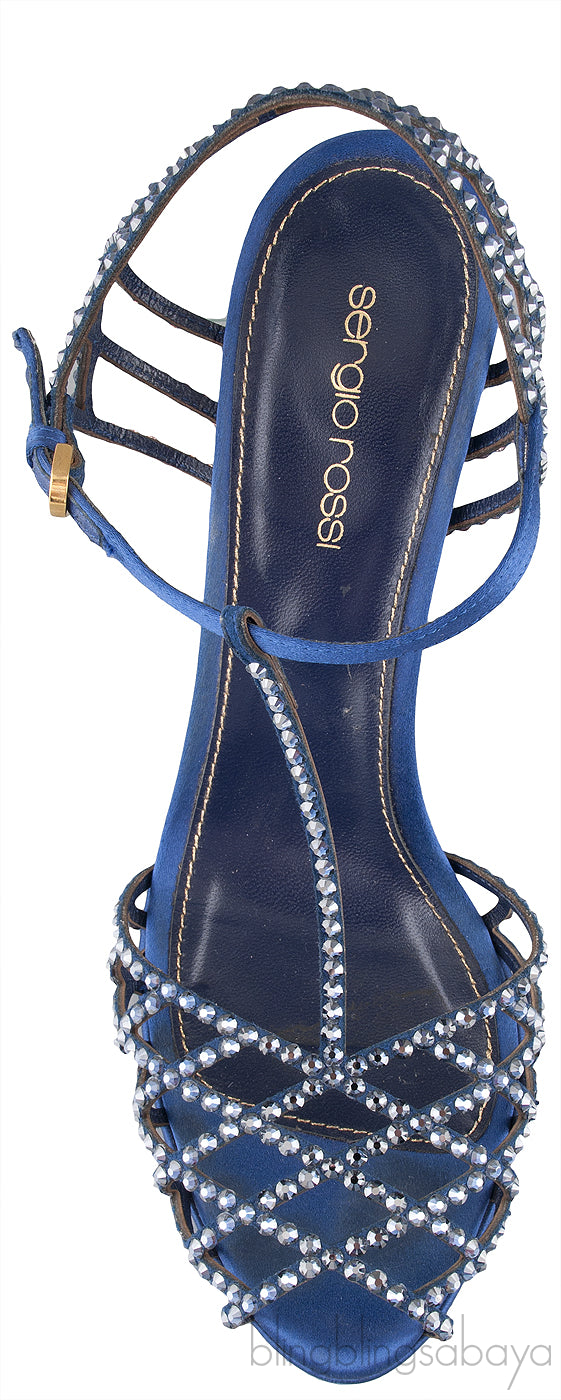 Blue Crystal Slingback Pump