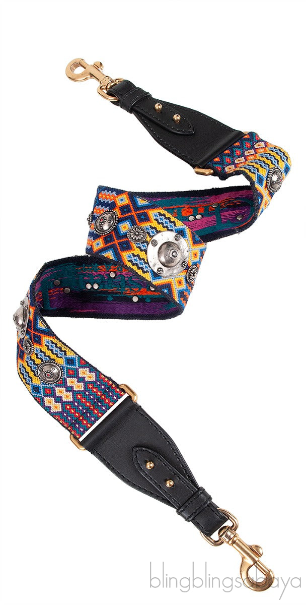 Canvas Embroidered Mexico Studded Shoulder Strap