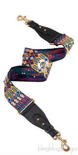 Canvas Embroidered Mexico Studded Shoulder Strap