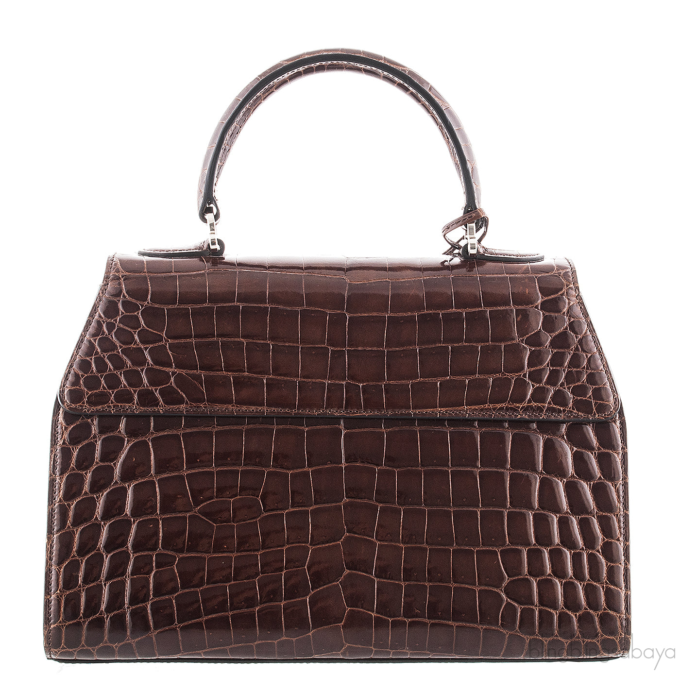 Rejane Brown Patent Crocodile PM*
