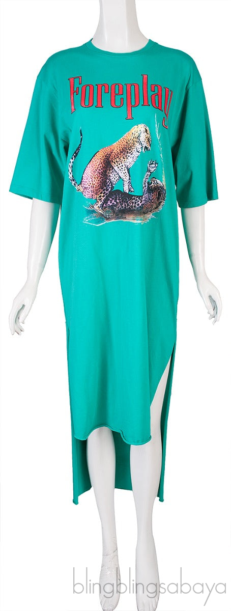 Green Cotton-jersey T-shirt Dress