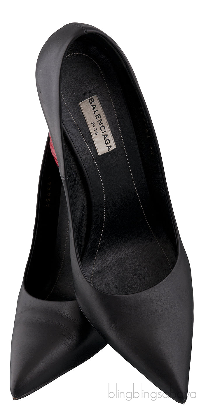 Black Pointed Toe Braided Heels