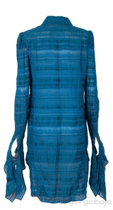 Scuba Blue Long Back Asymmetrical Sleeve Shirt
