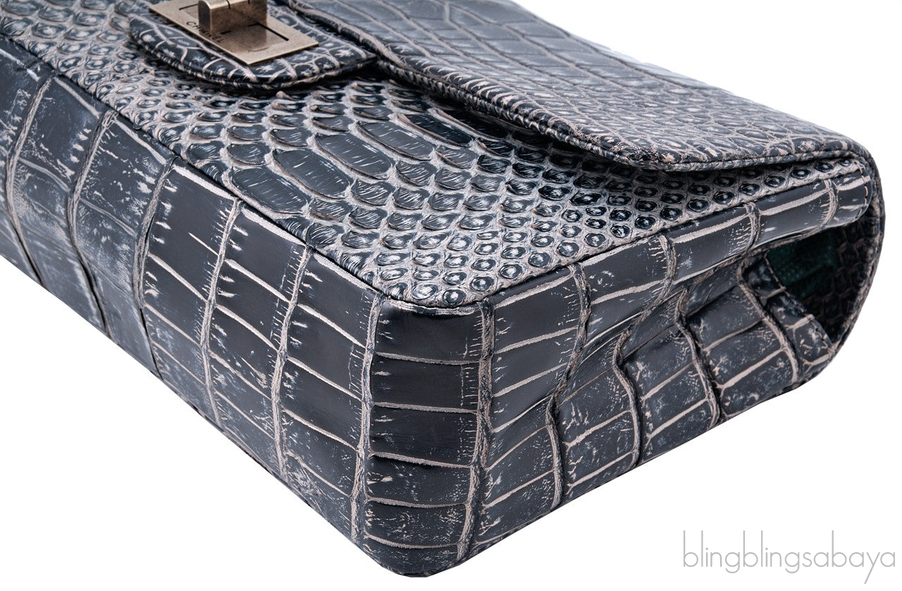 2.55 Reissue Alligator Grey Flap Bag