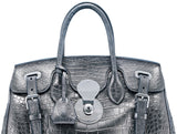 Ricky Metallic Silver Alligator Bag