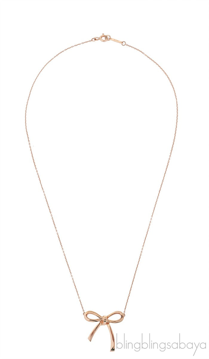 Yellow Gold Bow Pendant Necklace