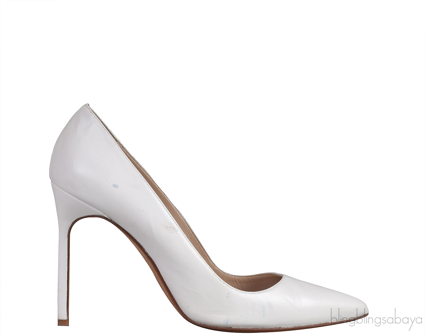 White Matte Pointed Toe Heels