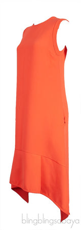 Orange Sleeveless Asymmetric Hem Midi Dress