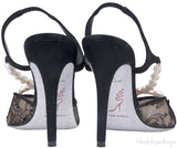 Mesh & Pearl Slingback Sandals*