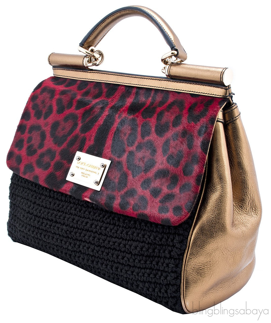Miss Sicily Satchel Red Leopard