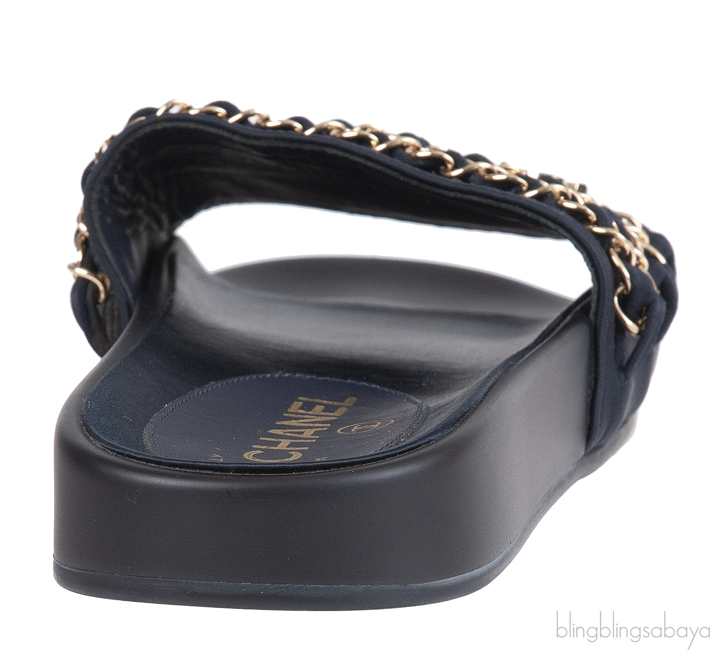 Chanel Blue Chain Slip-on Sandals