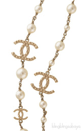 Gold CC Logo Pearl Necklace