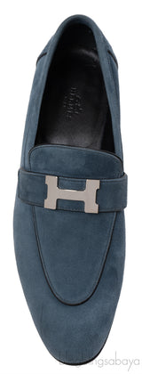 Hermes Paris Blue Suede Loafer