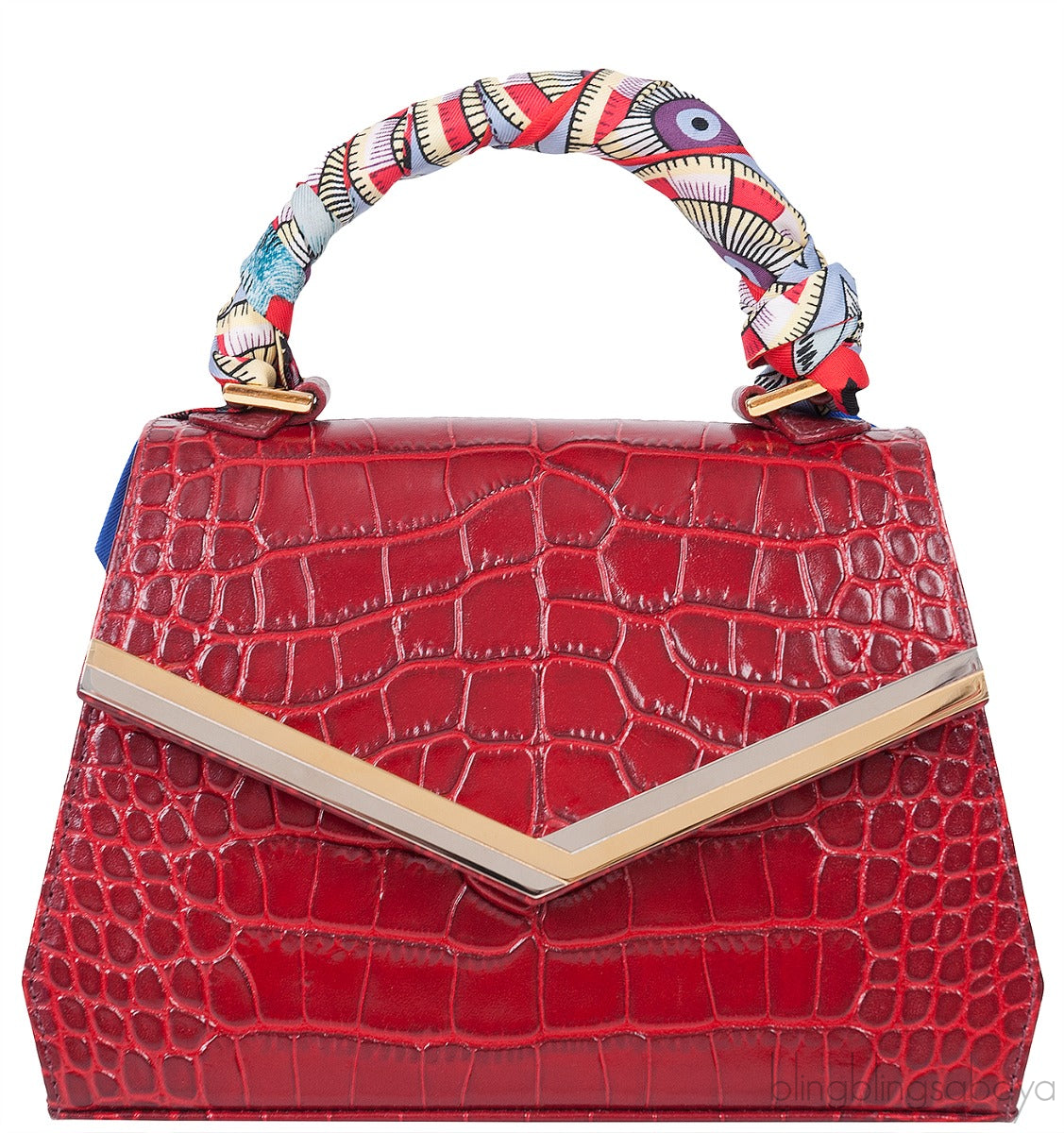 Leia Red Croc Print Mini Bag