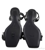 Black Picard Wedge Fur Slingback Sandals