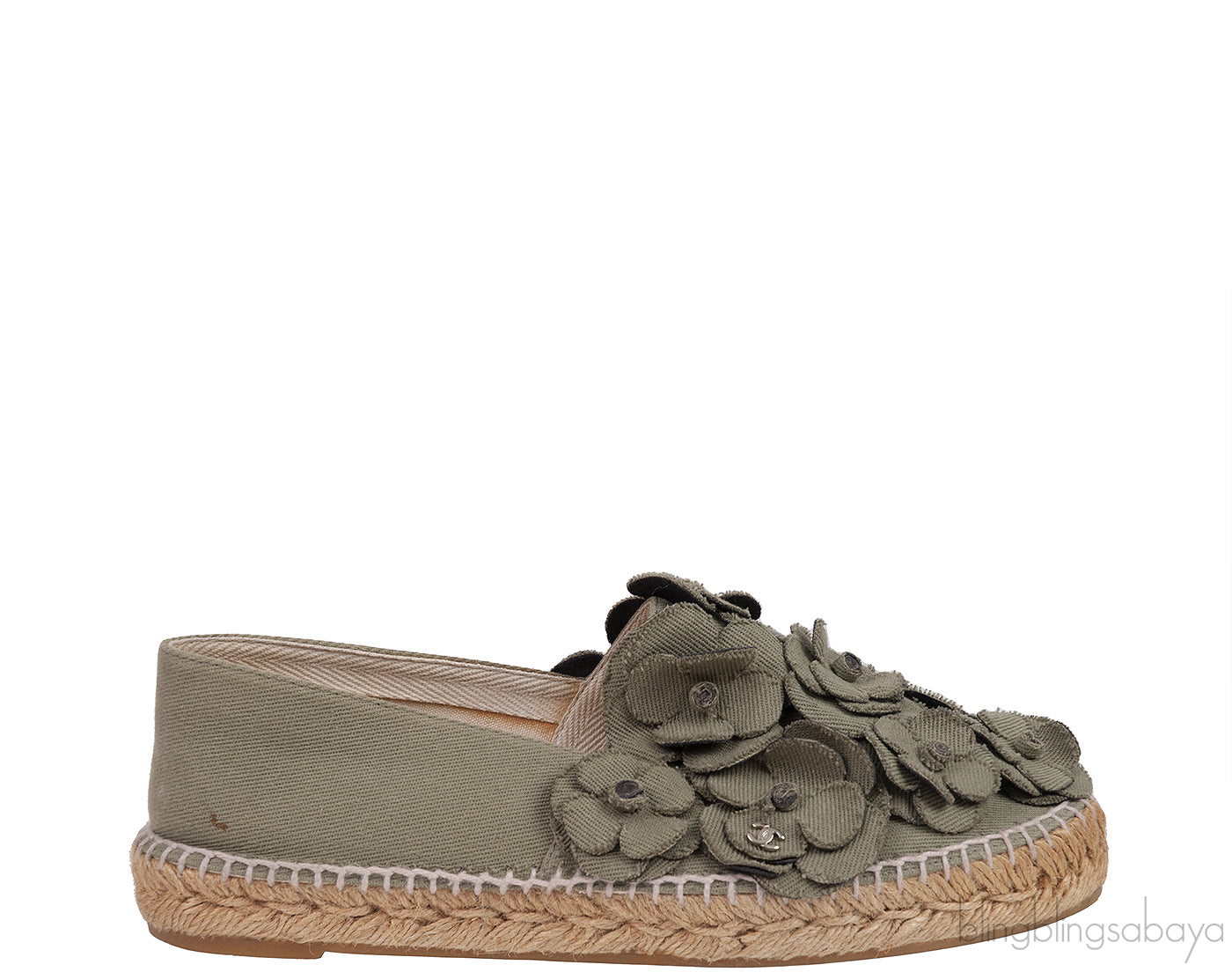 Army Green Camellia Canvas Espadrille
