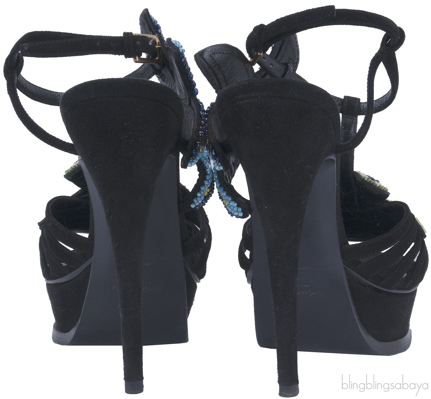 Star Fish Suede Black High Heels