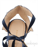 Blue Crystal Mesh Slingback Heels