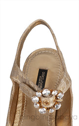 Dolce & Gabbana Metallic Gold Pointed Toe Flat Shoes