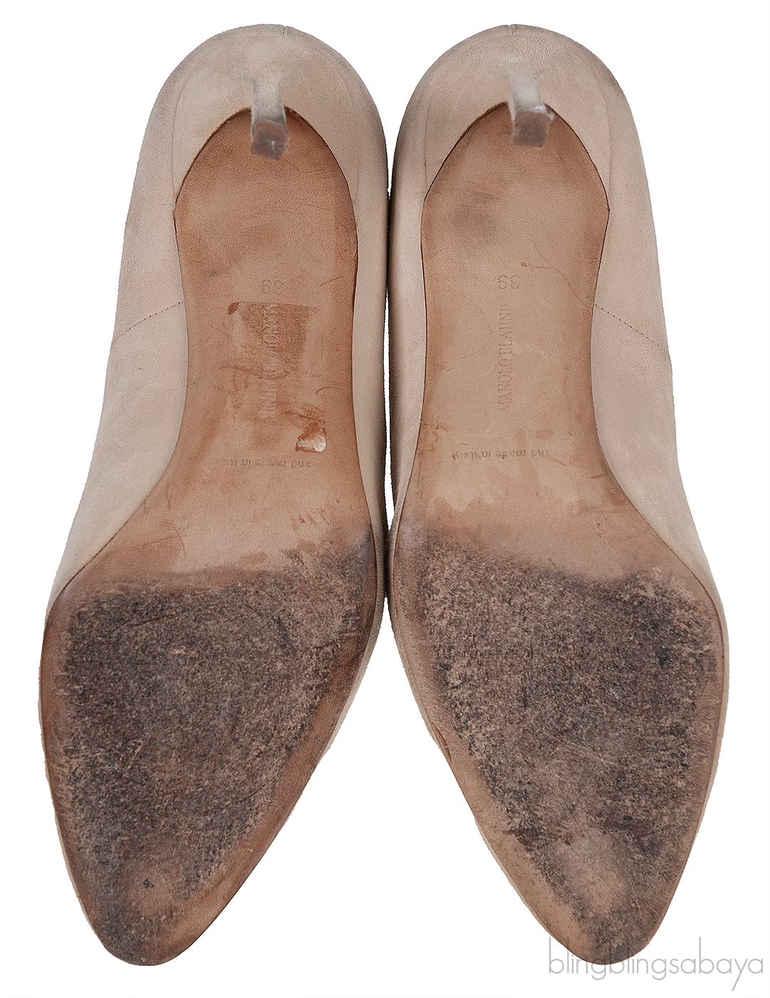 Manolo Blahnik Beige Suede Leather Heels