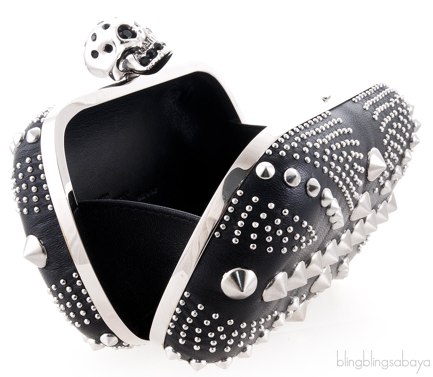 Skull Embellished Studded Box Clutch