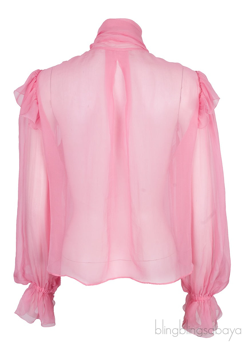 Pink Sheer Long Sleeve Shirt