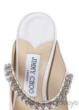 Jimmy Choo Bing White Glittery Crystal Embellished Mule 38