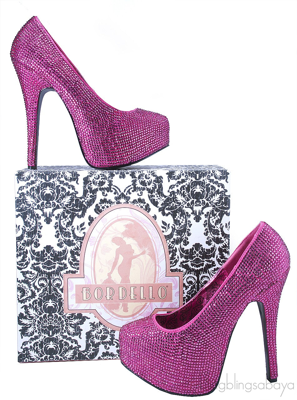 Hot Pink Rhinestone Pump