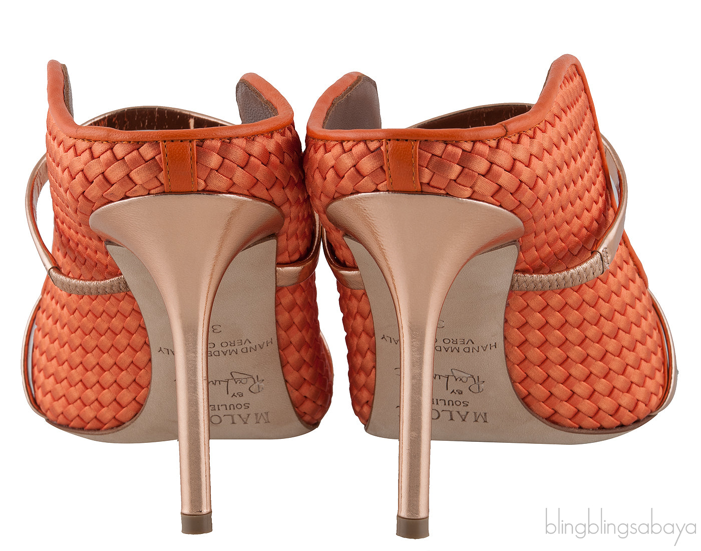 Maureen Orange Woven Satin Mules