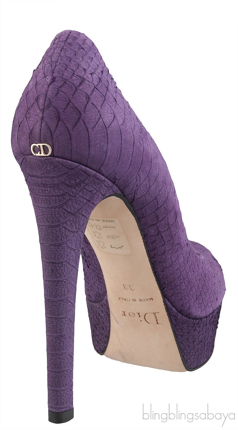 Purple Python Peep Toe Pump