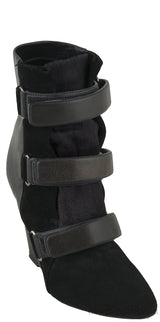 Scarlet Black Leather Wedge Boots