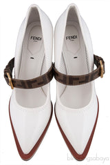 White Mary Jane FF Strap Heels