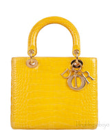 Lady Dior Yellow Crocodile Medium Bag