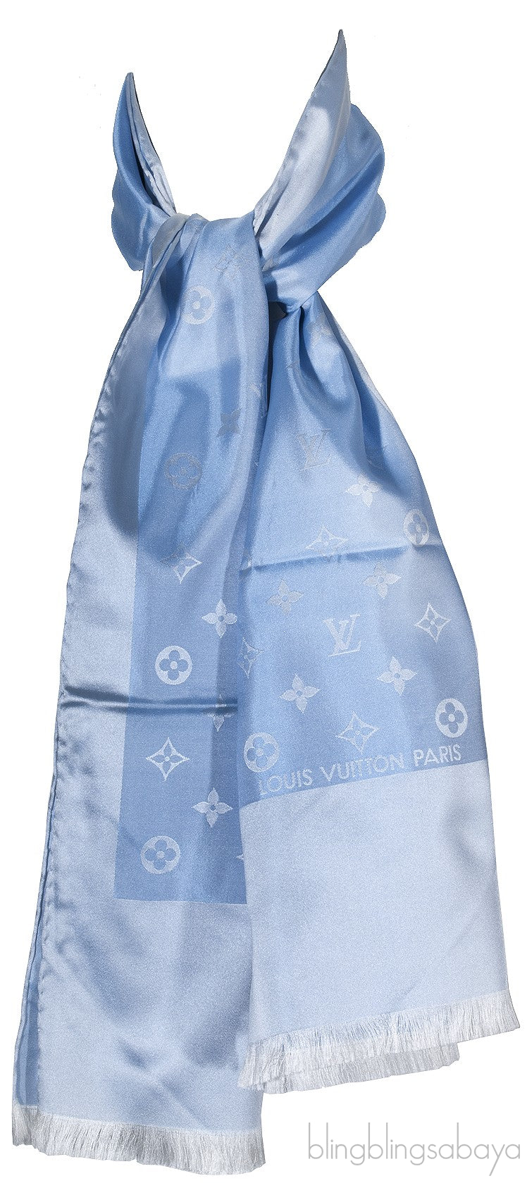 Powder Blue Monogram Silk Scarf