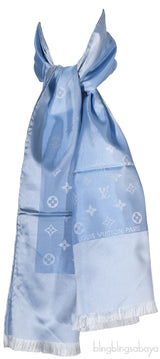 Powder Blue Monogram Silk Scarf