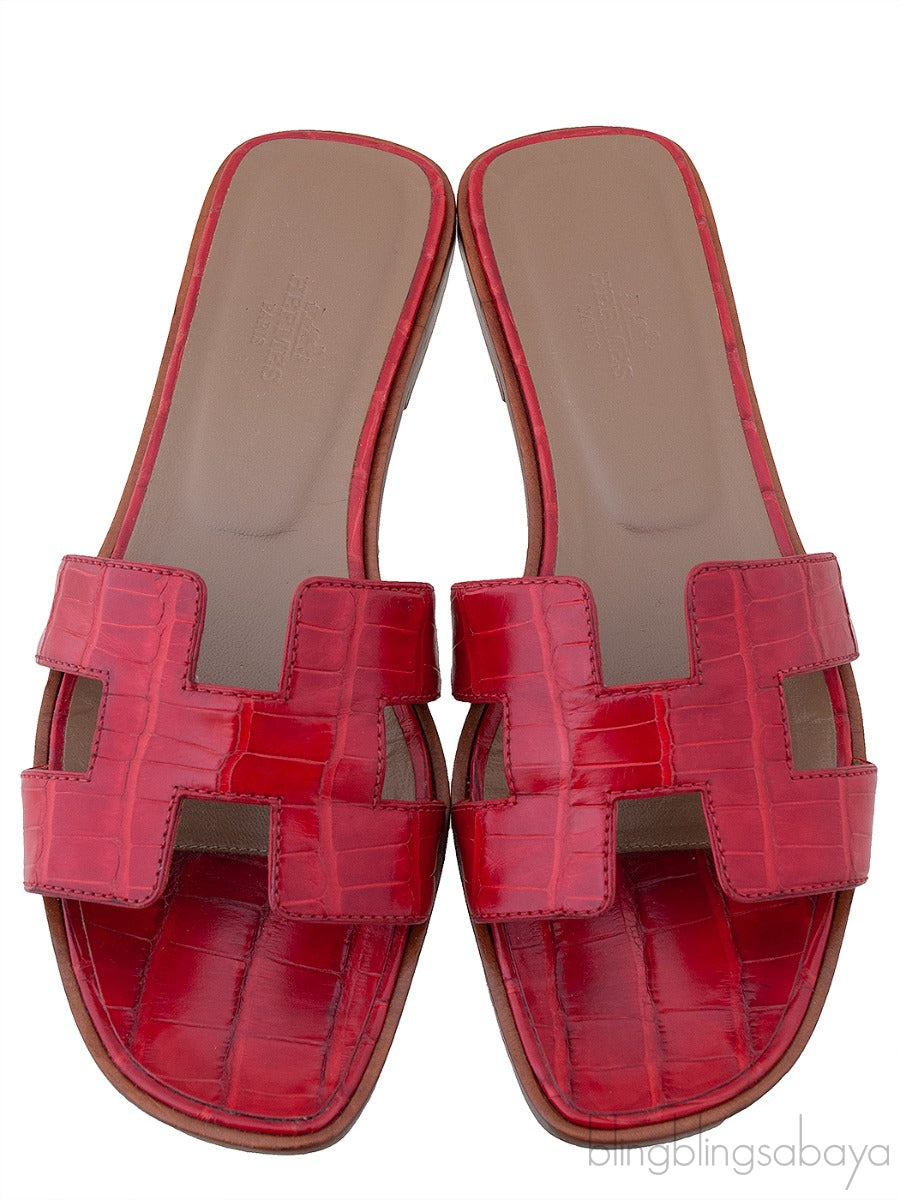 Oran Sandals Red Crocodile
