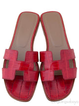 Oran Sandals Red Crocodile