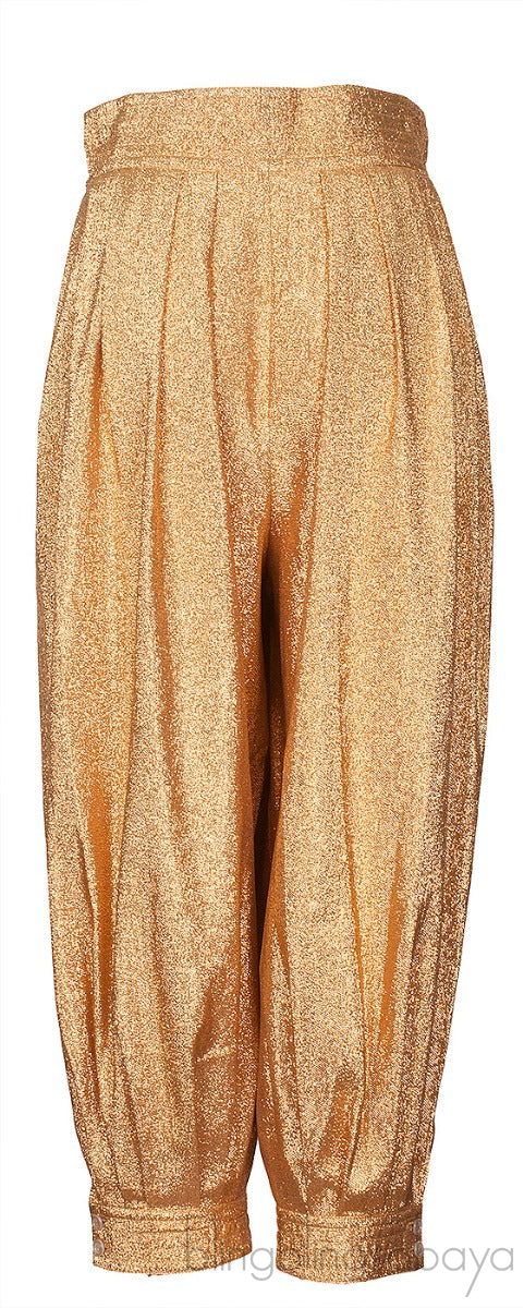 Metallic Gold Lurex Crepe Bloomer Pants