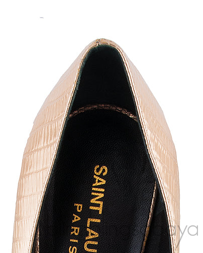 Gold Lizard Print Pointed Pump