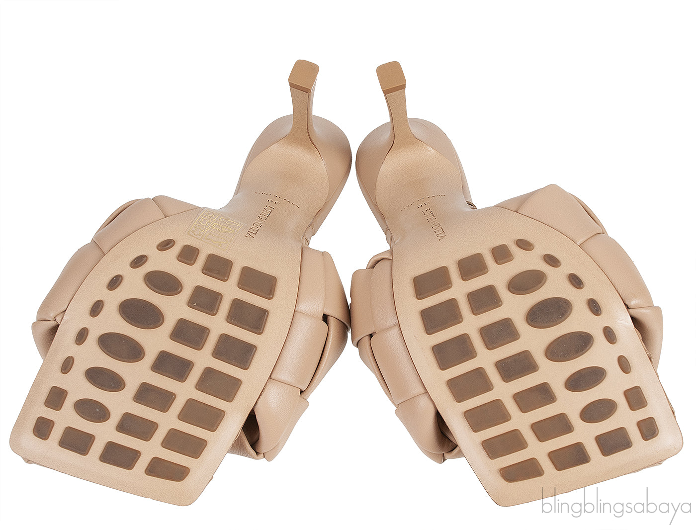 Bottega Veneta Nude Lido Intrecciato Square Toe Mule 38