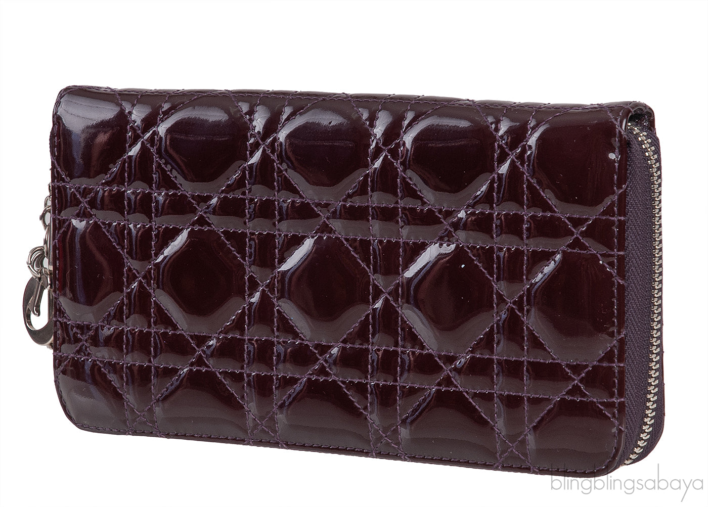 Dior Plum Cannage Patent Continental Wallet