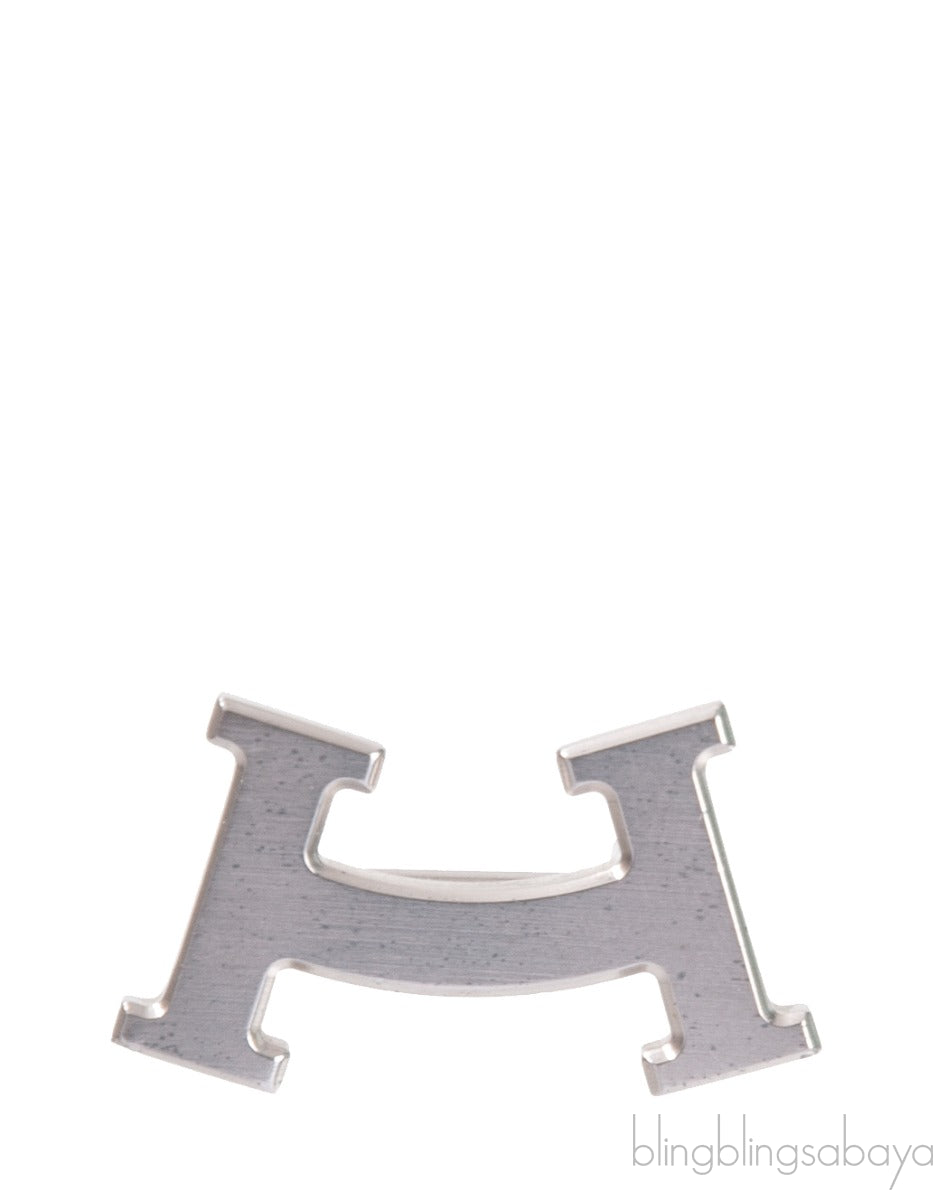 Hermes Smile H Mini Brooch Palladium