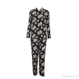 Prada Black Floral Satin Pajama