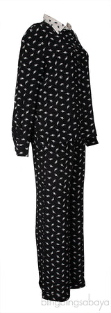 Miu Miu Black All Over Cat Print Top and Trouser