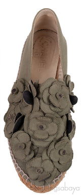 Army Green Camellia Canvas Espadrille