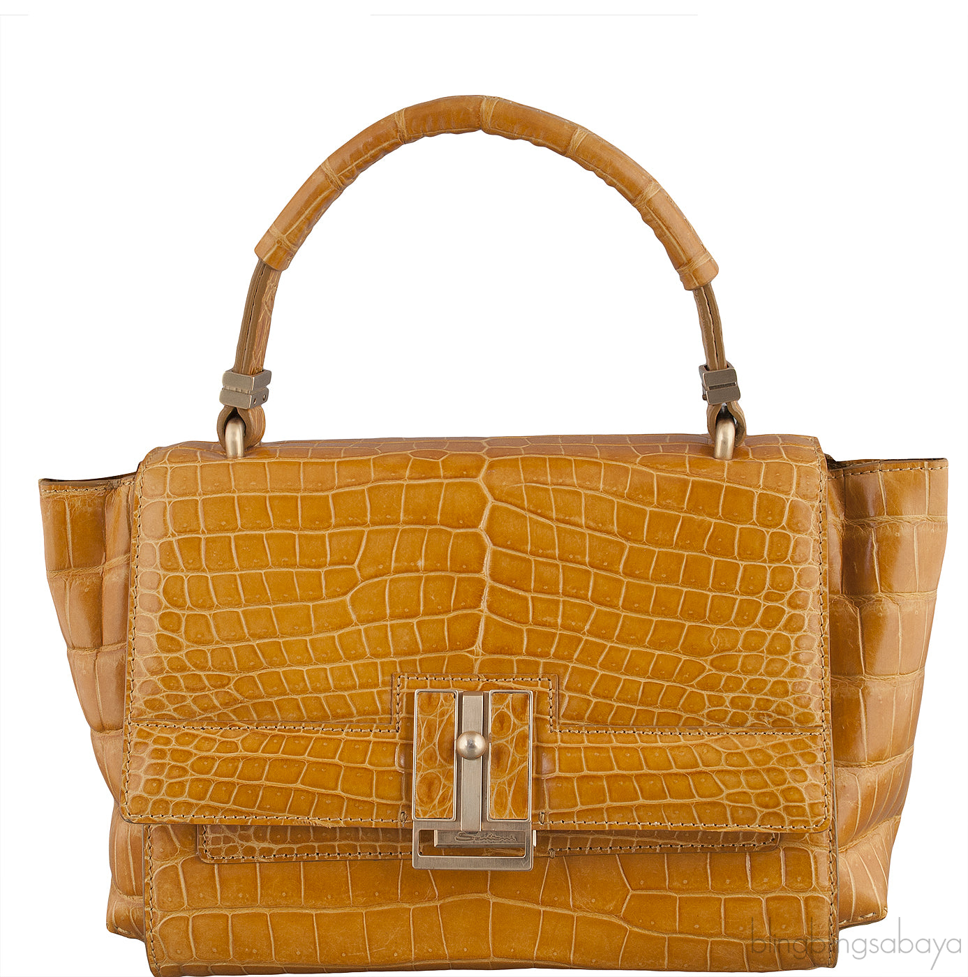 Camel Brown Crocodile Handbag