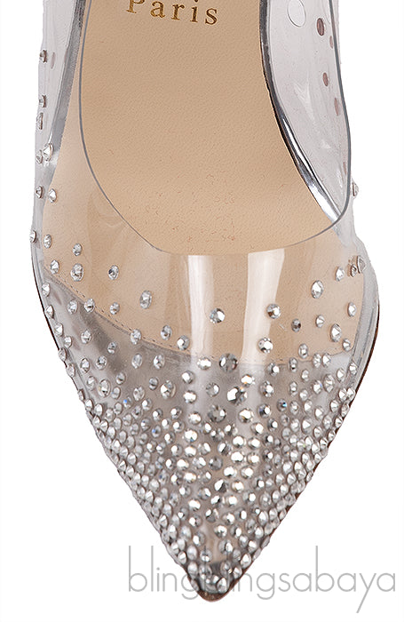 Silver PVC Crystal Heels