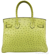 Birkin 30 Ostrich Vert Anis