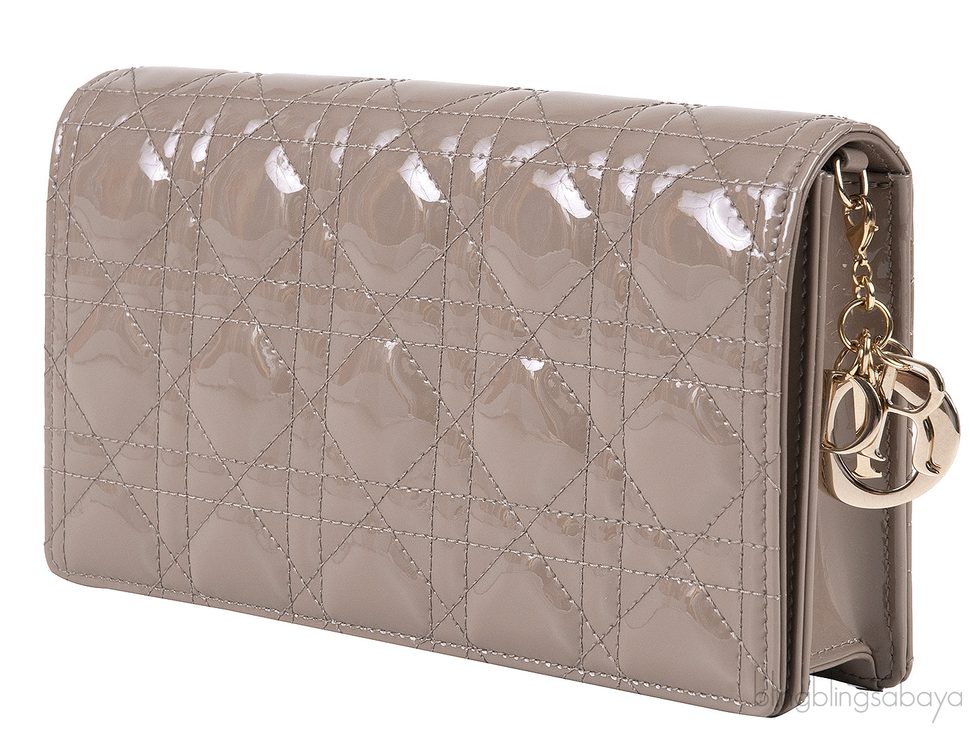 Lady Dior Pouch Warm Taupe Patent Cannage